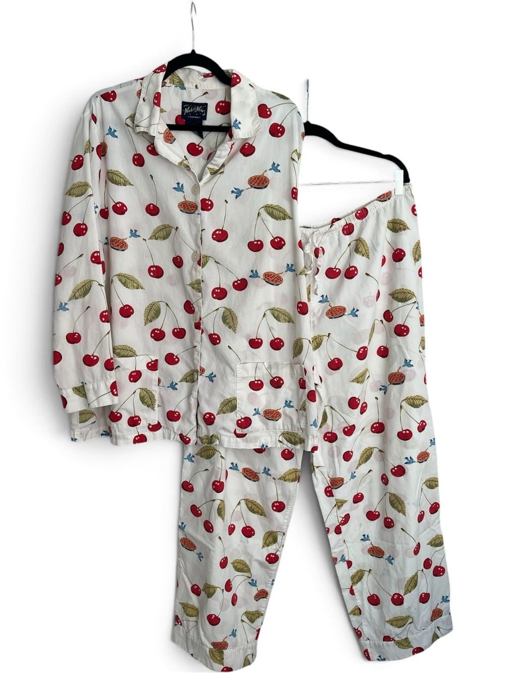 Nick & Nora Vintage Cherry Print Cotton PJ Set Gilmore Girls Retro Y2K Coquette
